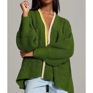 Gabrielle Union Green Open Knit Cardigan Sweater with Pockets Size XS